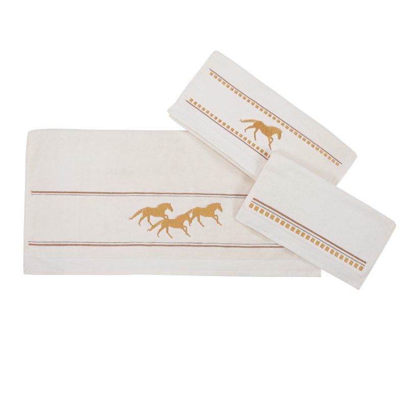 paseo road bath towel cream remuda running horse 3pc bath towel set 37931524980952