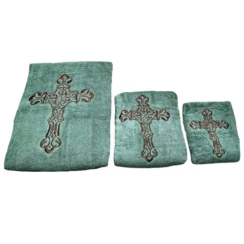 paseo road bath towel embroidered cross 3pc towel set 37486497202392