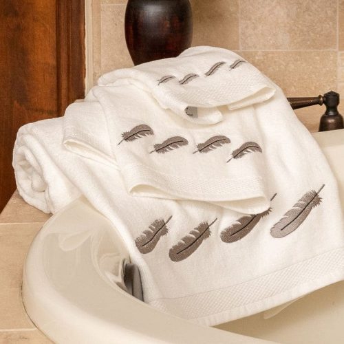 paseo road bath towel feather 3 pc embroidery towel set white 37486523941080