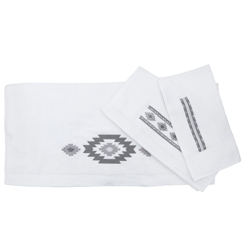 paseo road bath towel free spirit 3 pc embroidery towel set white 37486532264152