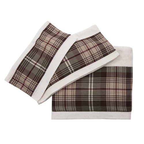 Huntsman Plaid 3PC Towel Set, Cream Bath Towel