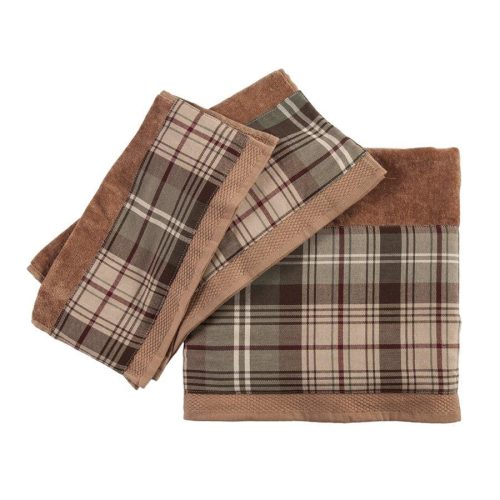 Huntsman Plaid 3PC Towel Set, Mocha Bath Towel