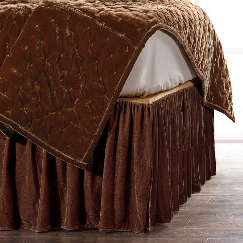 Stella Faux Silk Velvet Bed Skirt Queen / Copper Brown Bed Skirt