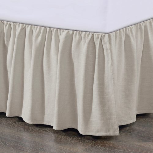 Lily Gathered Linen Bed Skirt Queen / Light Tan Bed Skirt