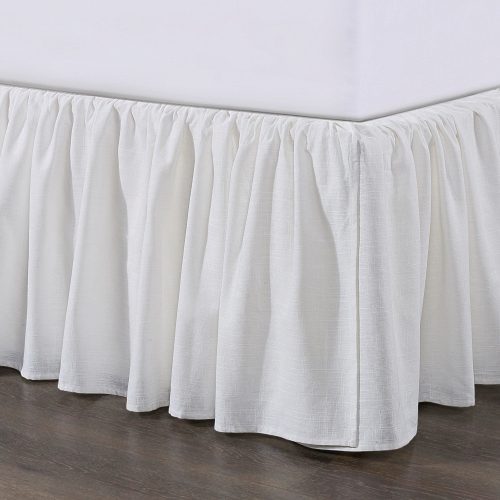 Lily Gathered Linen Bed Skirt Queen / White Bed Skirt