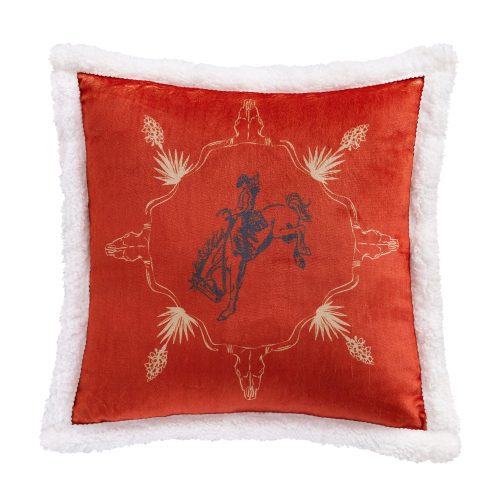 Marfa Campfire Sherpa Pillow, 6 MOQ Bucking Bronco