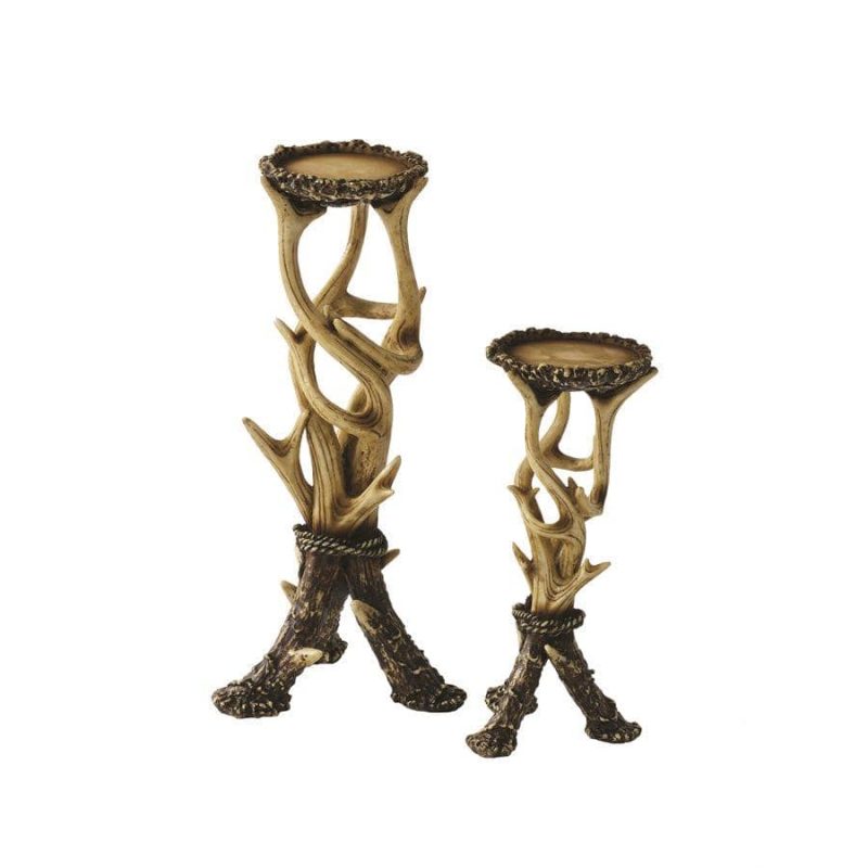 paseo road candle holder antler pillar candle holders set of 2 37486260224216