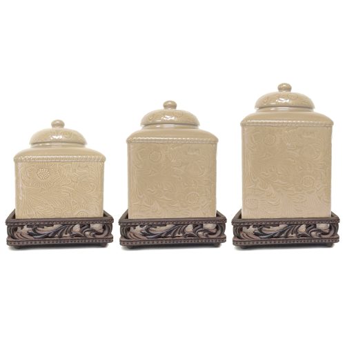 Savannah Canister & Base Set Cream Canister