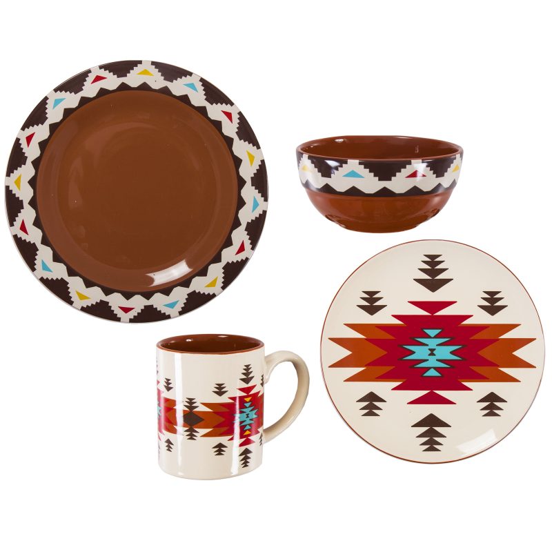 paseo road ceramic dinnerware del sol aztec 16pc ceramic dinnerware set 37486425637080