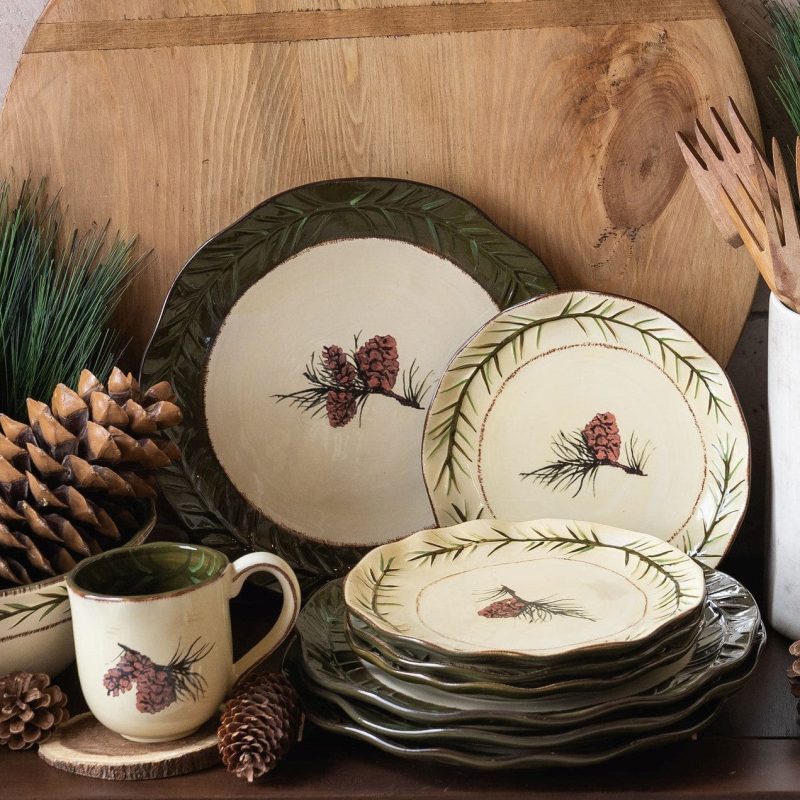 paseo road ceramic dinnerware pine cone 16pc ceramic dinnerware set 37486855061720