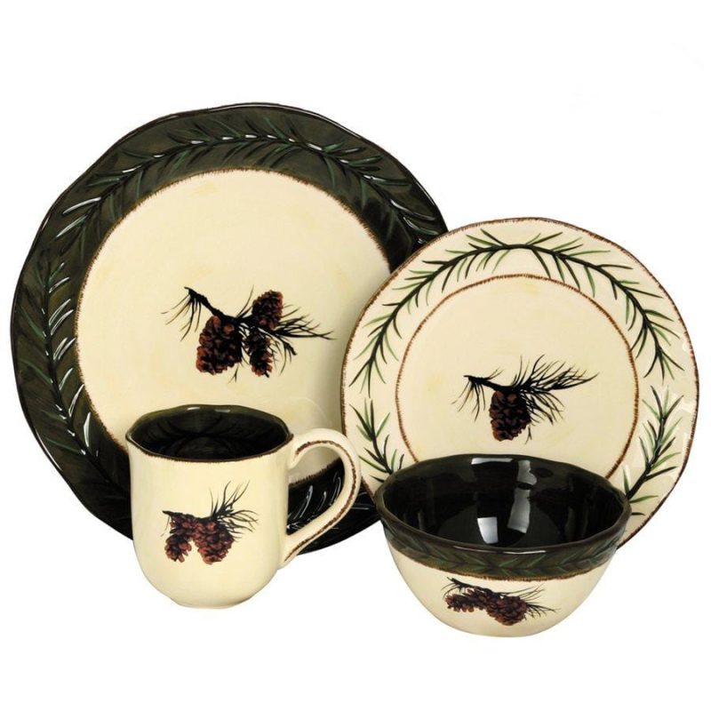 paseo road ceramic dinnerware pine cone 16pc ceramic dinnerware set 37486855094488