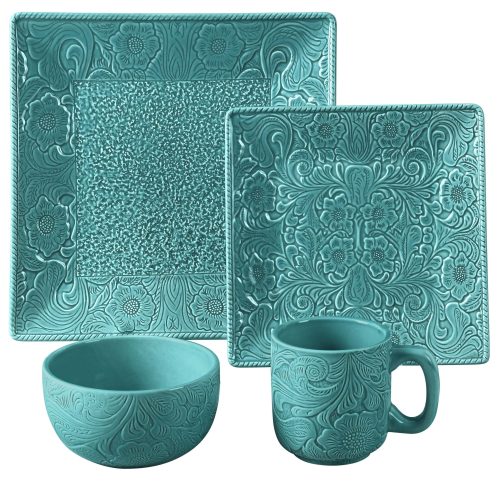 paseo road ceramic dinnerware turquoise savannah 16pc ceramic dinnerware set 37486950023384