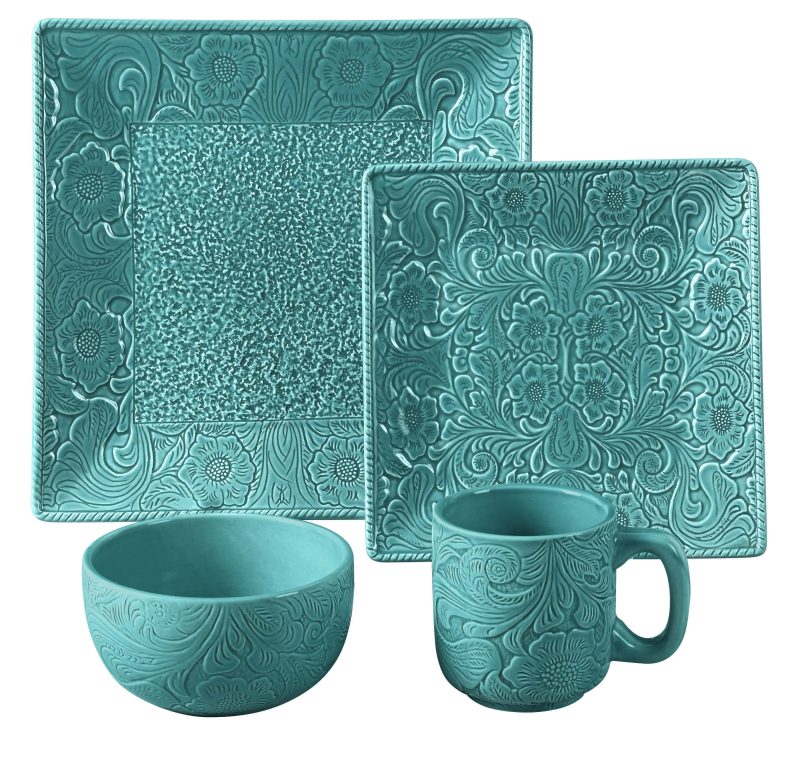 paseo road ceramic dinnerware turquoise savannah 16pc ceramic dinnerware set 37486950023384