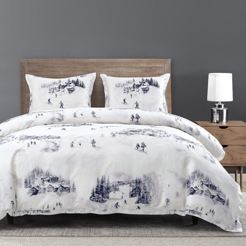 paseo road comforter duvet cover ski toile lyocell bedding set 39696503898328