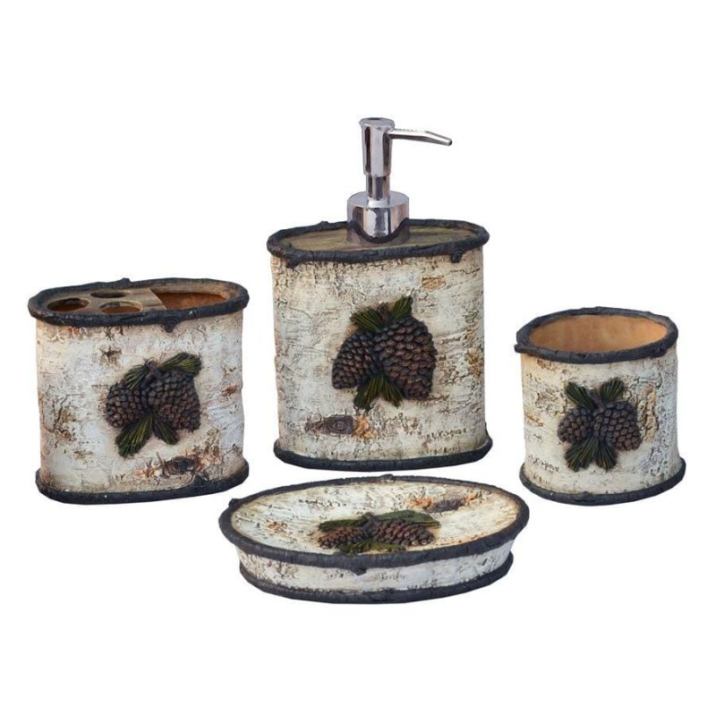 paseo road countertop bathroom sets birch pinecone 4 pc bath countertop accessory set 37486315503832