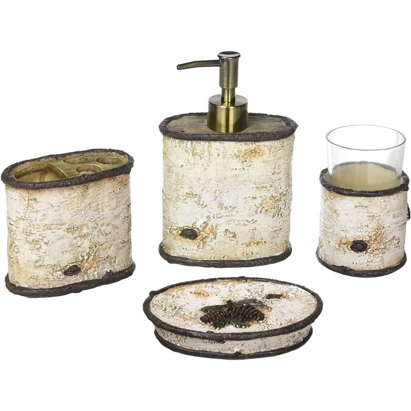 paseo road countertop bathroom sets birch pinecone 4 pc bath countertop accessory set 37486315536600