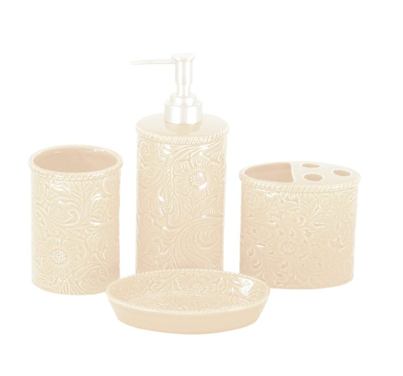 paseo road countertop bathroom sets cream savannah 4pc bath countertop accessory set 38374547357912