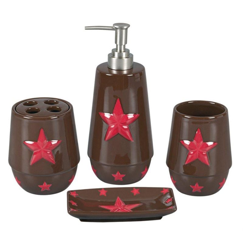 paseo road countertop bathroom sets star red 4 pc bath countertop accesssory set 37487029387480