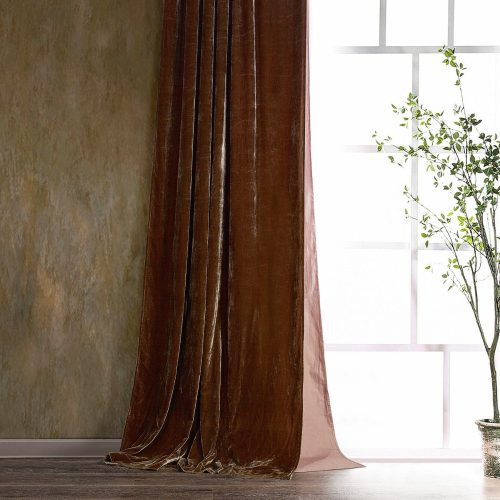 Stella Faux Silk Velvet Curtain Copper Brown Curtain