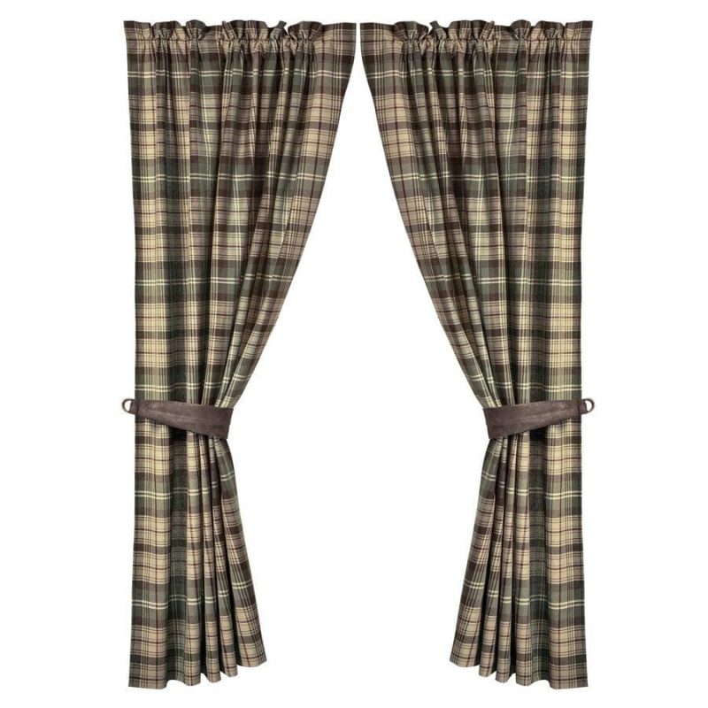 paseo road curtain huntsman curtains w brown cream green plaid pair 37486600257752