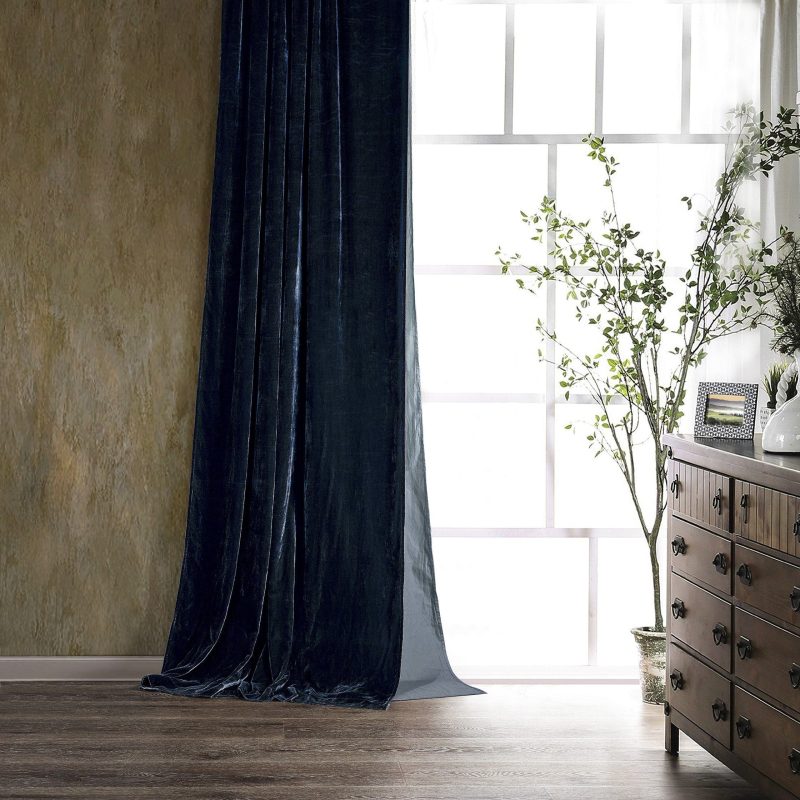 Stella Faux Silk Velvet Curtain Midnight Blue Curtain