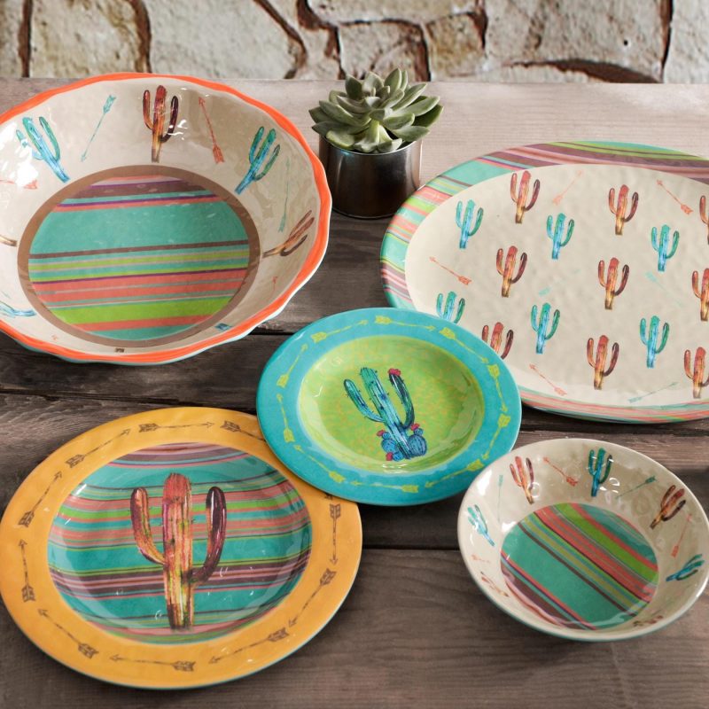 paseo road dinner plate cactus 4 pc melamine dinner plate set 37486332149976