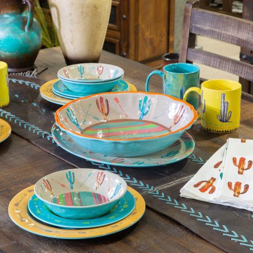 paseo road dinner plate cactus 4 pc melamine dinner plate set 37486332182744