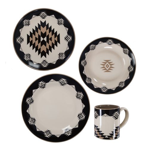 paseo road dinnerware set chalet aztec 19 pc dinnerware and canister set 37486362001624