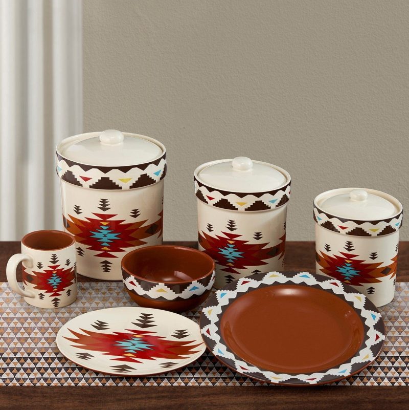 paseo road dinnerware set del sol aztec 19 pc dinnerware and canister set 37486426194136