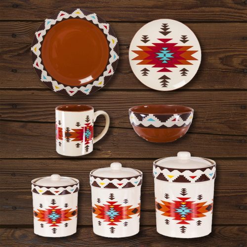 paseo road dinnerware set del sol aztec 19 pc dinnerware and canister set 37486426226904