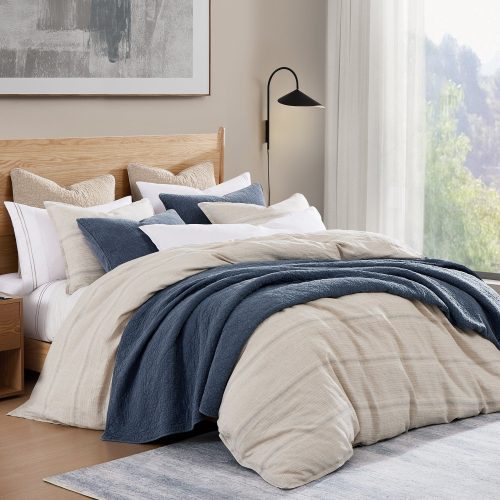 paseo road duvet cover 100 french flax linen variegated stripe duvet cover set 40019456753880