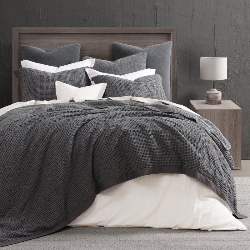 Stonewashed Cotton Waffle Weave Duvet Cover Duvet Cover Set / Super Queen / Slate Duvet Cover