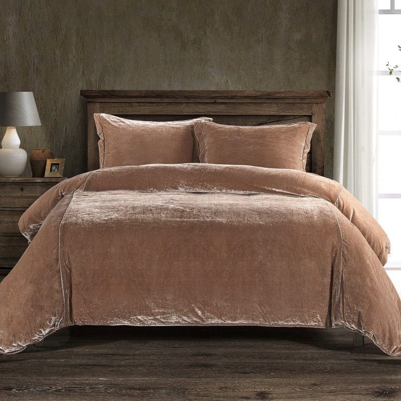 Stella Faux Silk Velvet Duvet Cover Set Duvet Cover