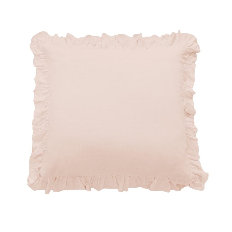 Lily Washed Linen Ruffled Euro Sham Blush Euro Sham