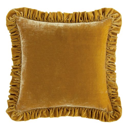 Stella Faux Silk Velvet Ruffled Euro Sham Saffron Euro Sham