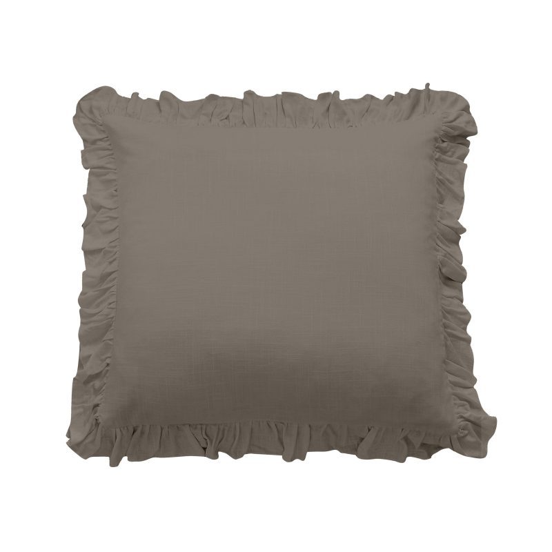 Lily Washed Linen Ruffled Euro Sham Taupe Euro Sham