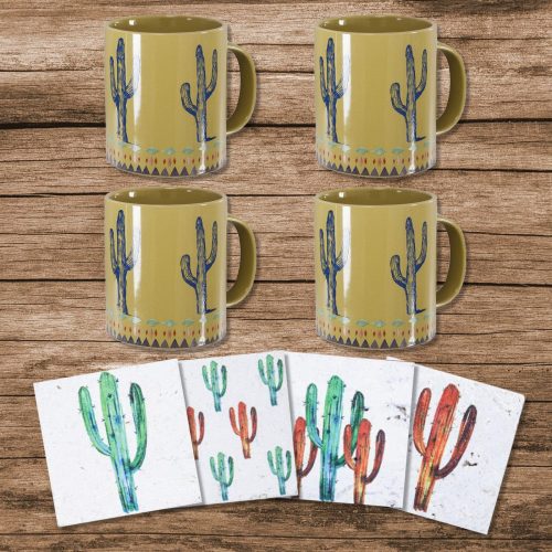 paseo road kitchen lifestyle cactus coffee mug and coaster 8pc set 37486333329624