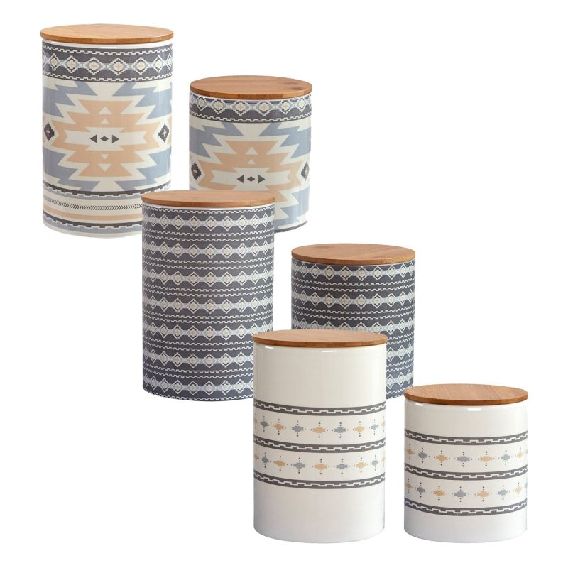 paseo road kitchen lifestyle desert sage large aztec and small aztec canister 6 pc set 37486437466328