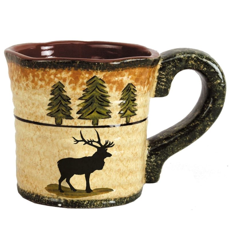 paseo road kitchen lifestyle elk mug and scenery tree coaster 8pc set 37486478852312