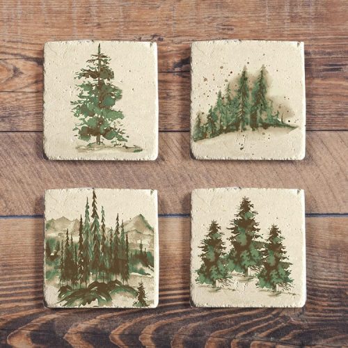 paseo road kitchen lifestyle elk mug and scenery tree coaster 8pc set 37486478885080