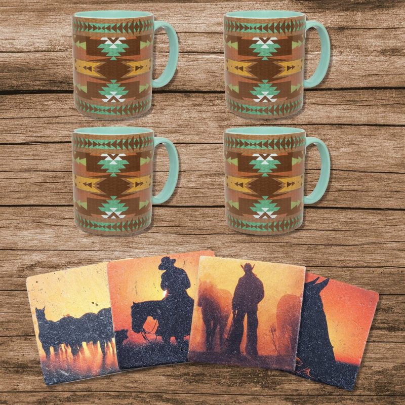 paseo road kitchen lifestyle mesa mug and cowboy sunset coaster 8pc set 37486781333720