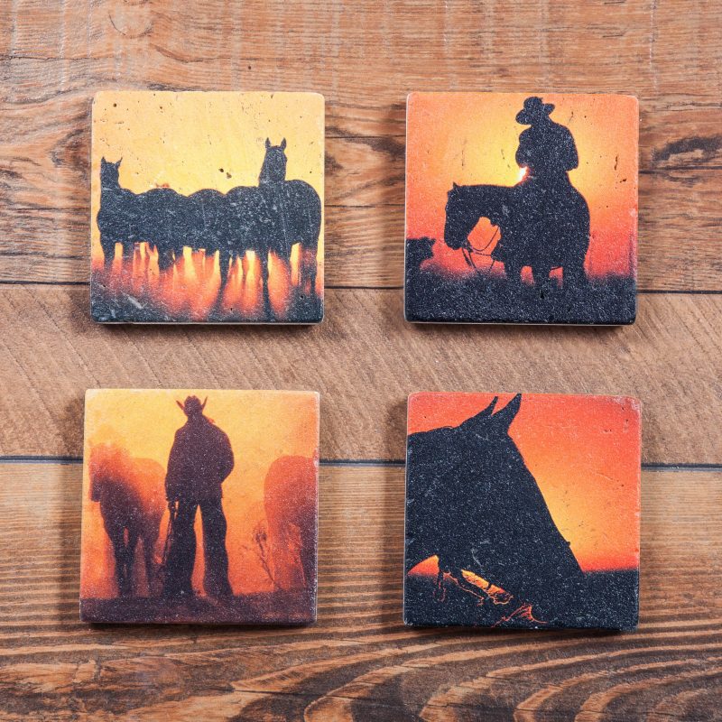 paseo road kitchen lifestyle pueblo aztec mug and cowboy sunset coaster 8pc set 37486890221784