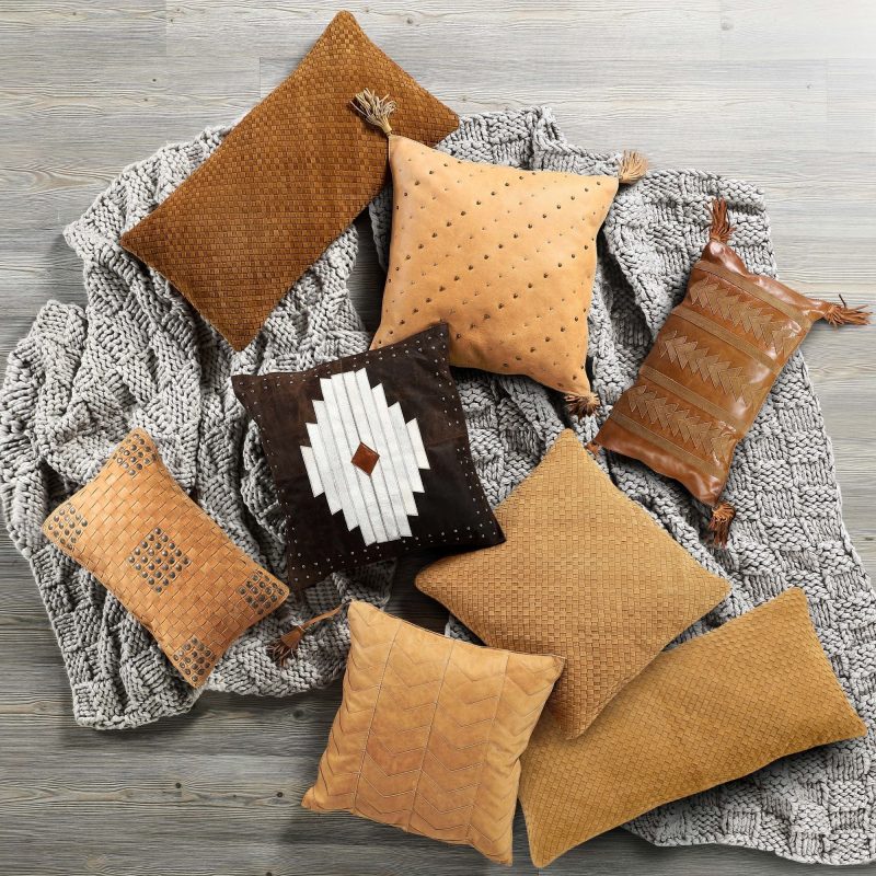 paseo road leather pillow arrow genuine leather tasseled throw pillow 20x12 37486265204952