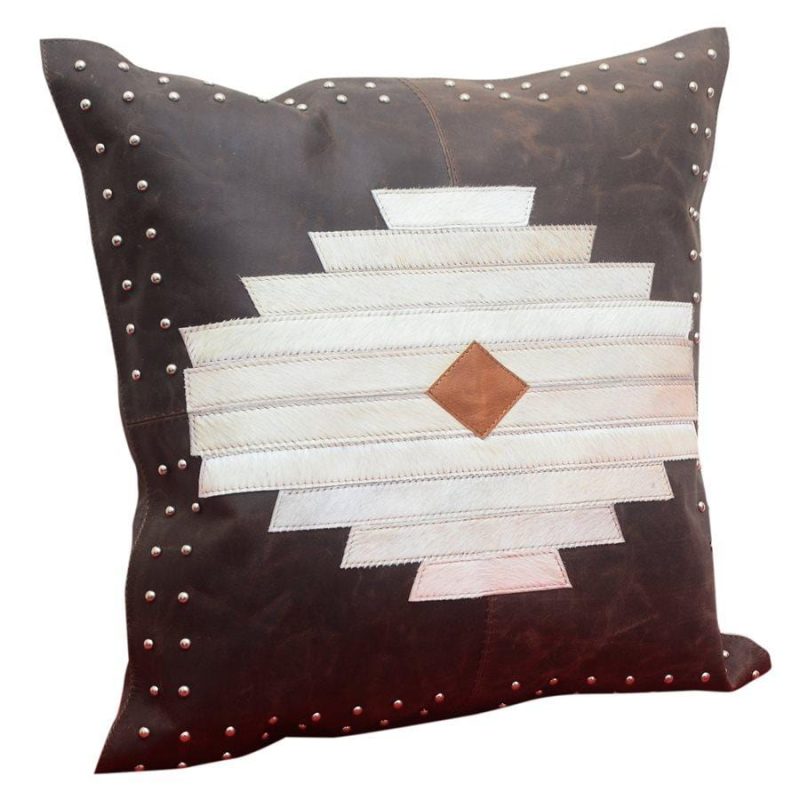 paseo road leather pillow aztec genuine leather hide throw pillow 20x20 37486285390040