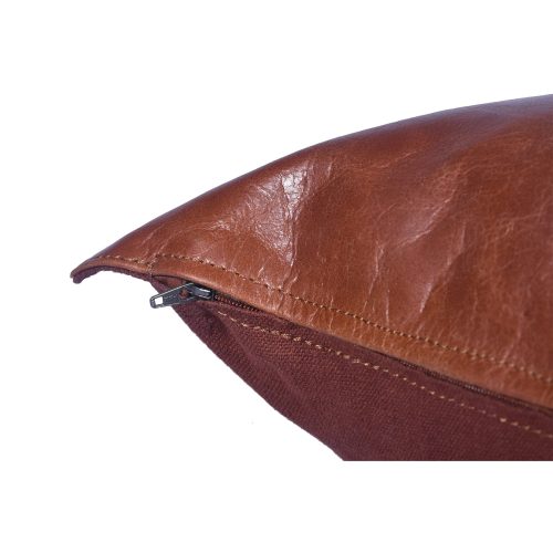 paseo road leather pillow buckskin genuine leather lumbar pillow cognac 24x16 37486328152280