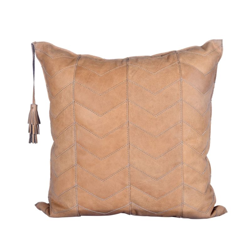 paseo road leather pillow chevron genuine leather tassel throw pillow 20x20 37486375534808