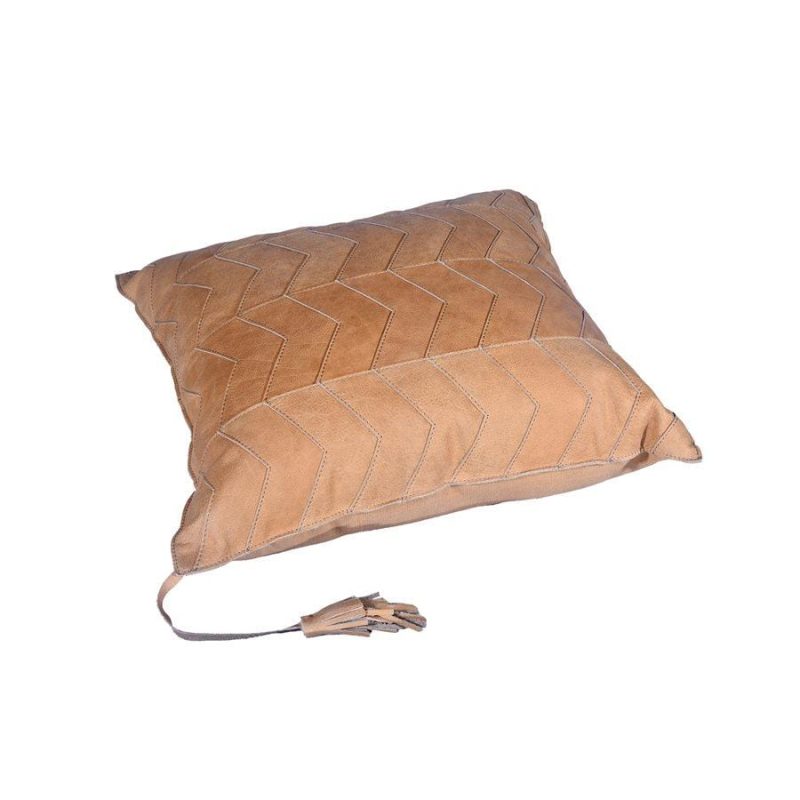 paseo road leather pillow chevron genuine leather tassel throw pillow 20x20 37486375567576