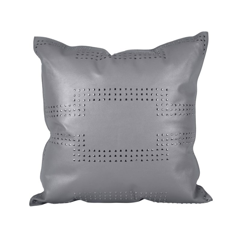 paseo road leather pillow gray genuine leather geometric studded throw pillow 20x20 37486540226776