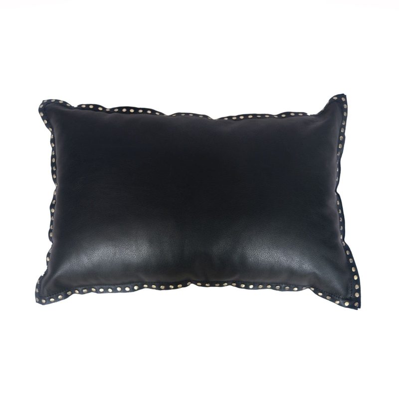 paseo road leather pillow midnight black eurosoft genuine leather pillow studded flange 24x16 37486789722328