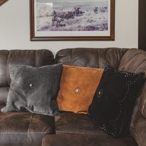 paseo road leather pillow western suede antique silver concho studded pillow 38568768405720